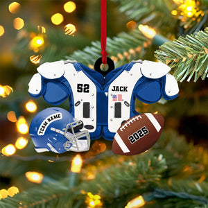 Personalized American Football Christmas Acrylic Ornament Gift for Son, Husband, Boyfriend