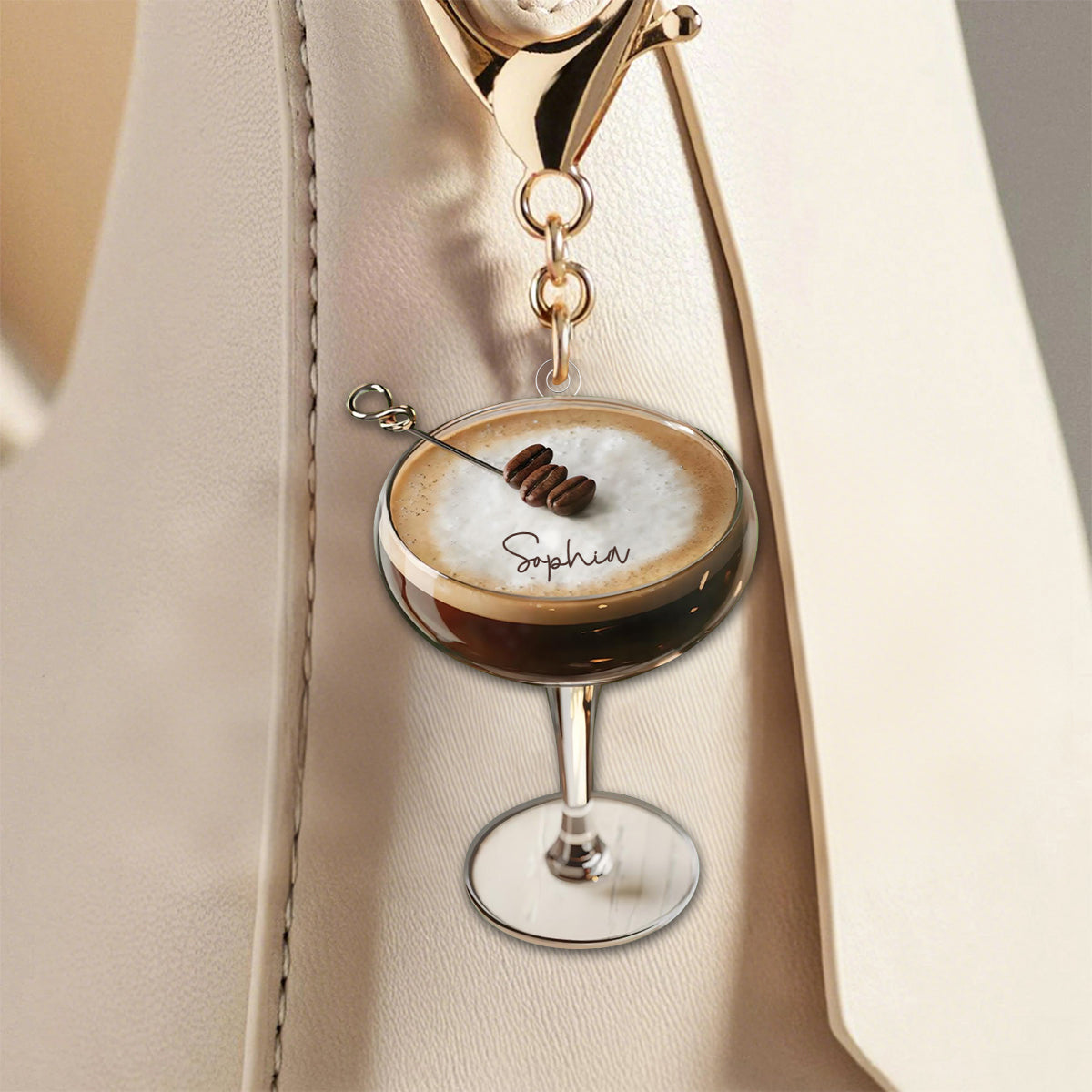 Personalized Espresso Martini Keychain,Cocktail Lover Gift