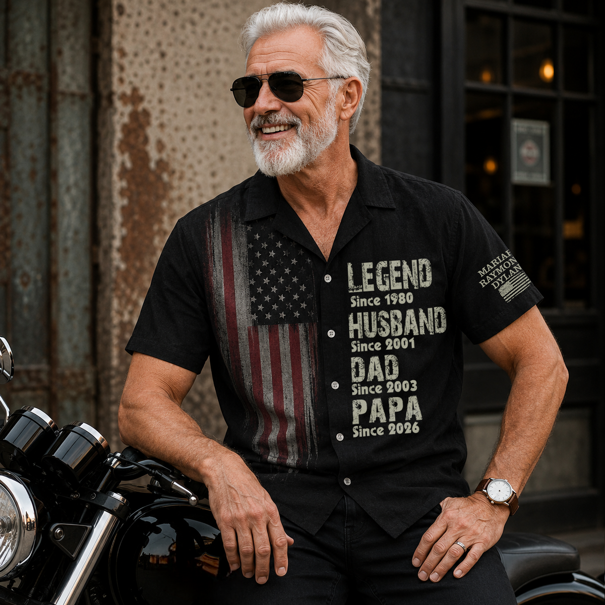 Father's Day Gift For Grandpa – Personalized Hawaiian Shirt "Legend: Husband, Dad, Papa" With American Flag