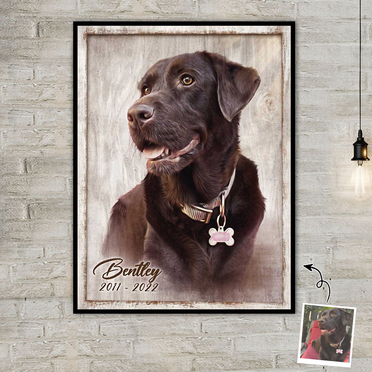 Custom Pet Portrait Painting, Dog Portrait From Photo, Personalized Canvas Poster, Memorial Gifts