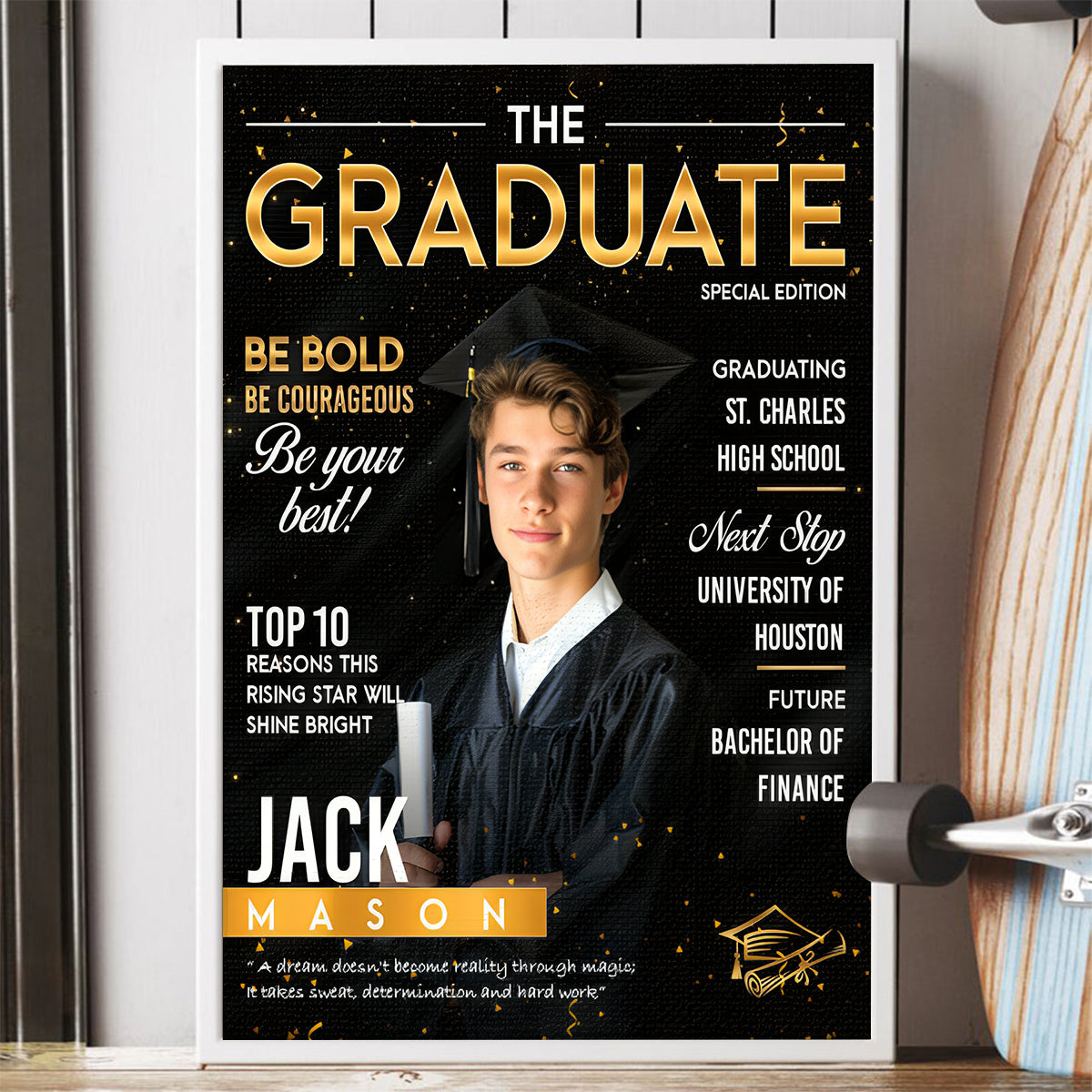 Graduation Magazine Cover Canvas, Graduation Photo Canvas, Personalized Graduation Print