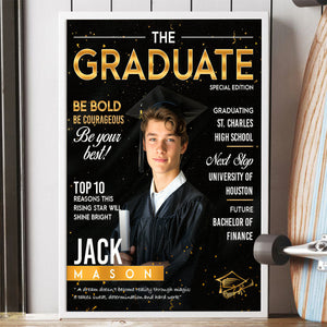 Graduation Magazine Cover Canvas, Graduation Photo Canvas, Personalized Graduation Print