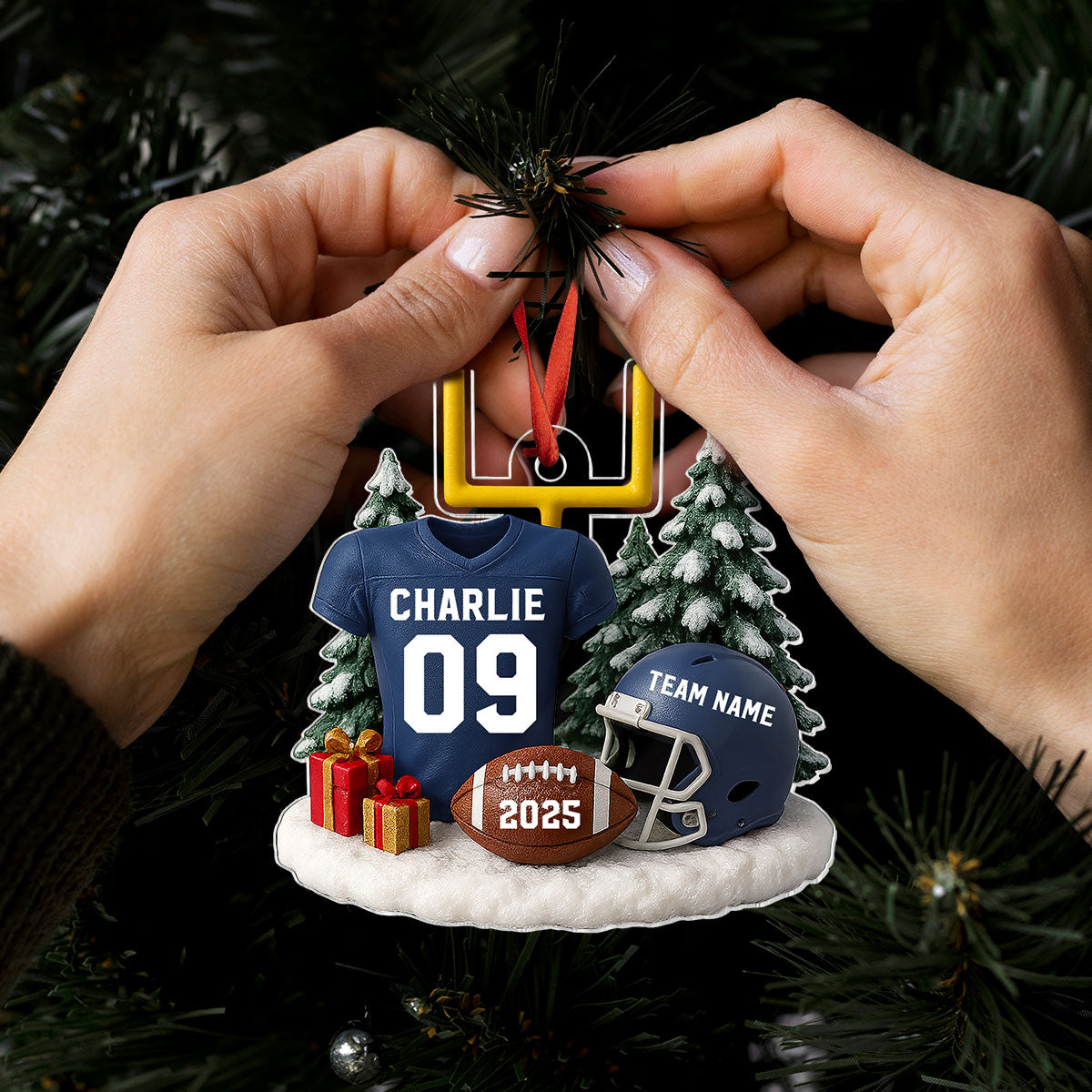 Proud American Football Player Uniform - Personalized Acrylic Ornament - Gift For Football Lovers, Football Team