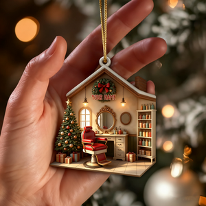 Personalized Custom Name Hair Salon Ornament, Hair Salon Christmas Decoration