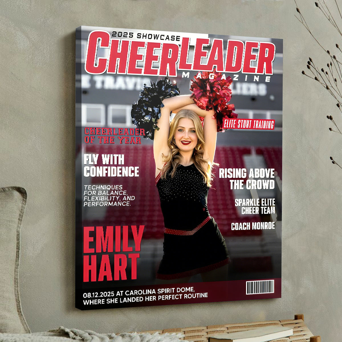 Personalized Cheerleader Magazine Cover Canvas, Custom Cheer Magazine Cover, Cheerleader Gift