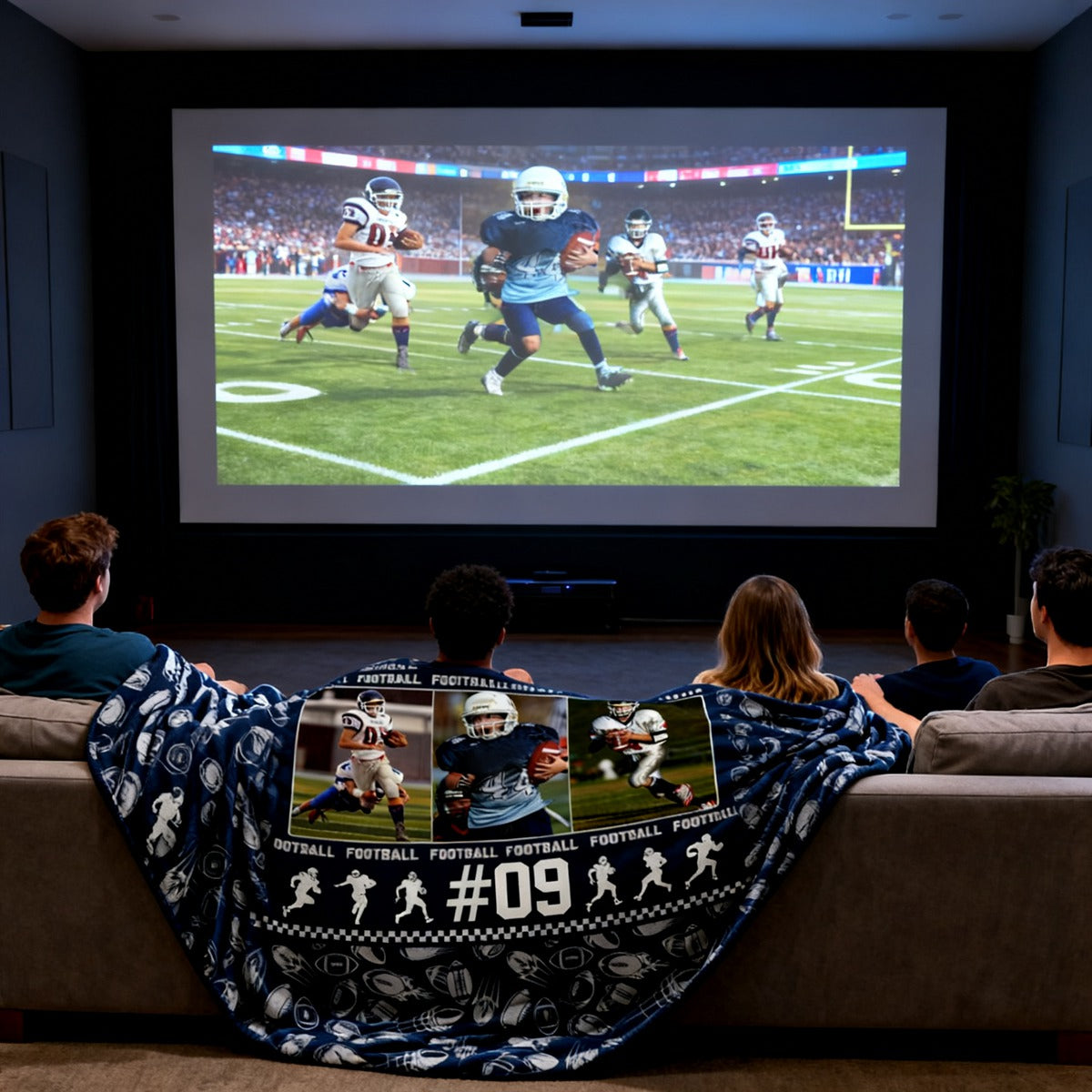 Personalized American Football Blanket – Custom Sports Blanket with Name & Photo, Football Player Gift