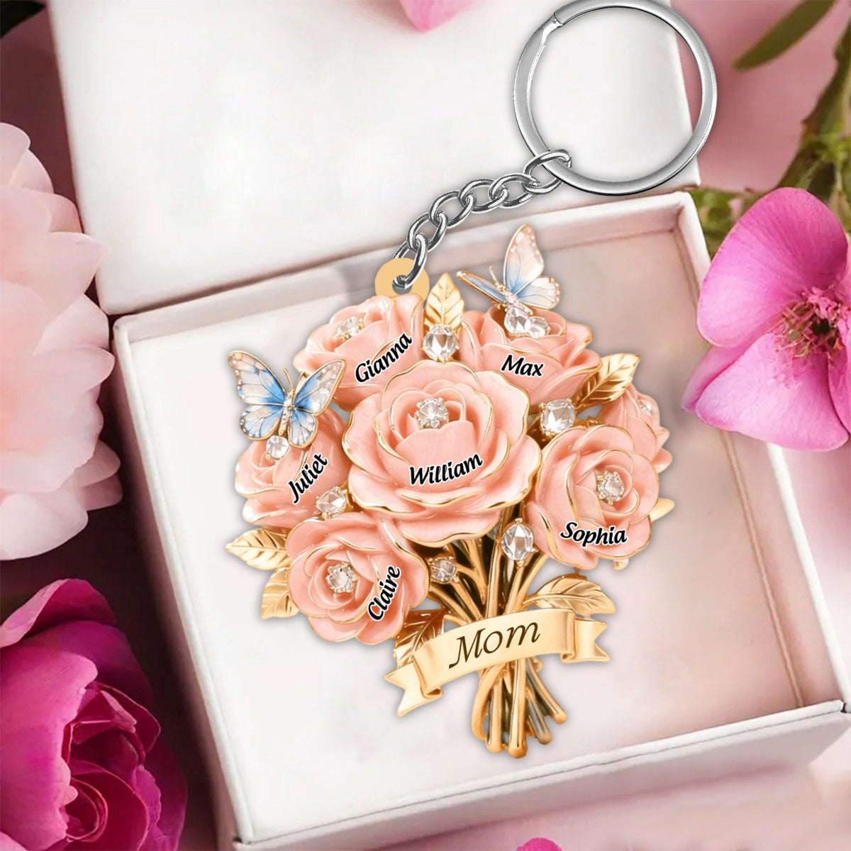 I Love You Mom - Personalized Mother Shaped Keychain