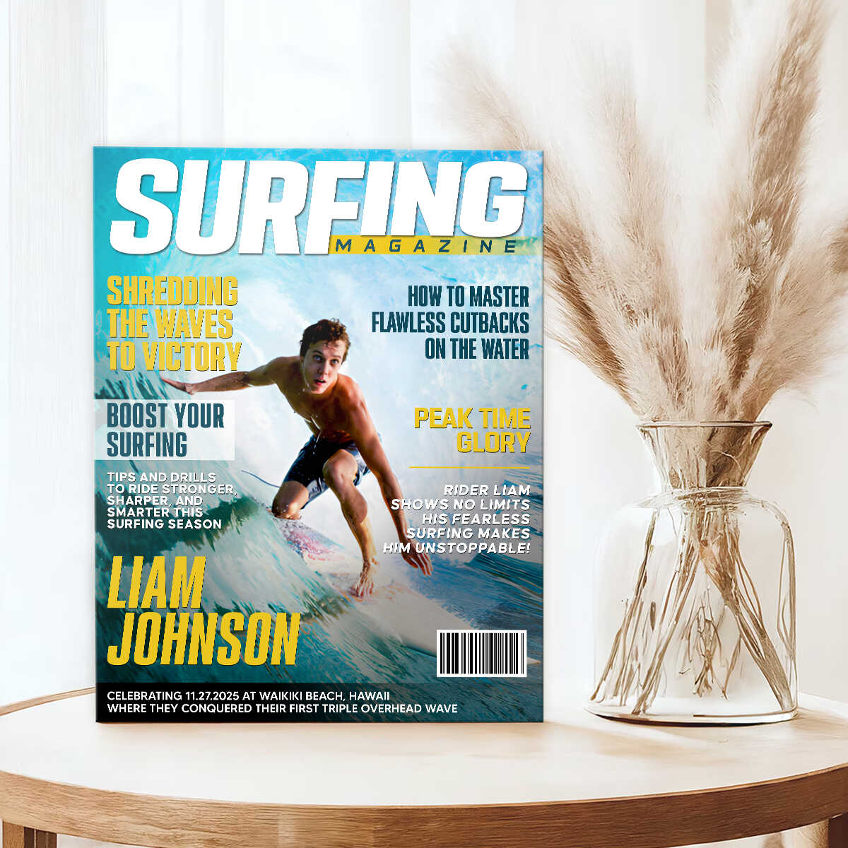 Personalized Surfing Magazine Cover Canvas Unique Gifts For Surfing Lover
