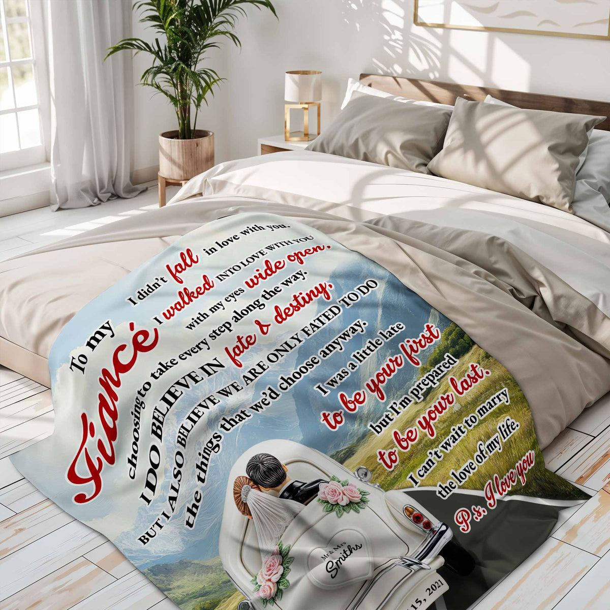 To My Fiancé - Personalized Custom Blanket - Gift For Lovers