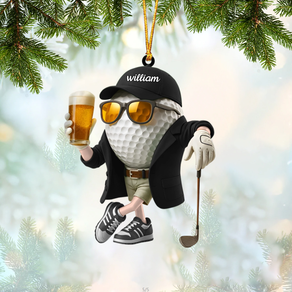 Personalized Beer Golf Ornament For Golf Lovers