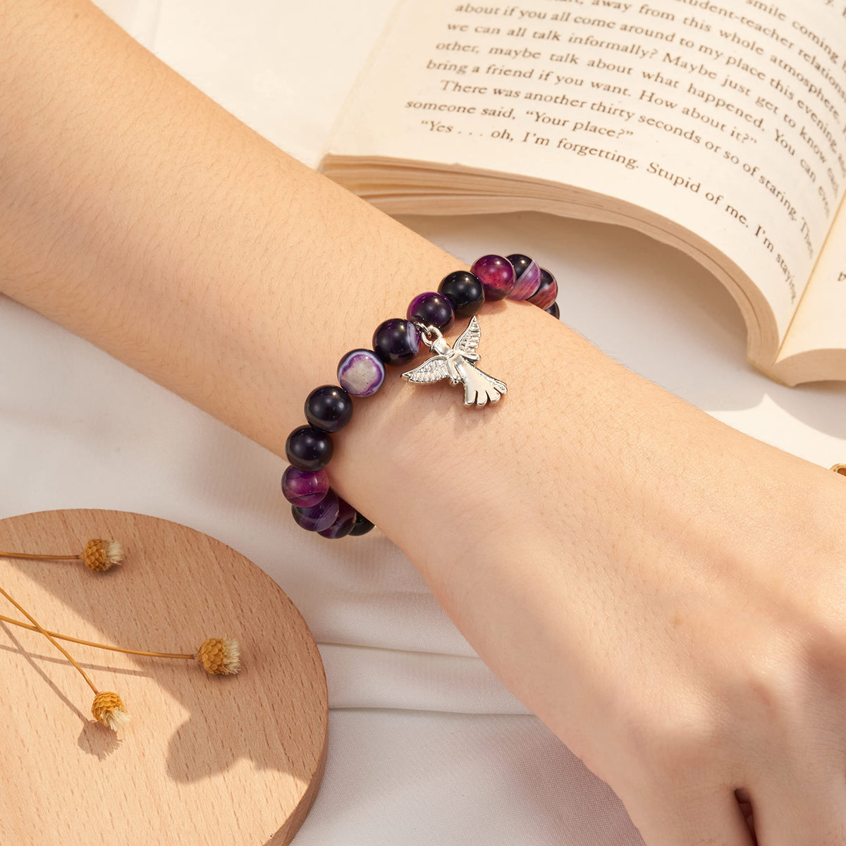 Hand Woven Bracelet With Gift Card, Healing Crystal Bracelet Mother's Day Gift