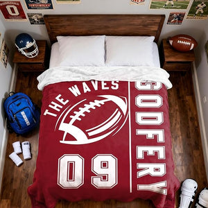 Personalized Football Blanket with Name Jersey Number,Gifts for Football Lovers