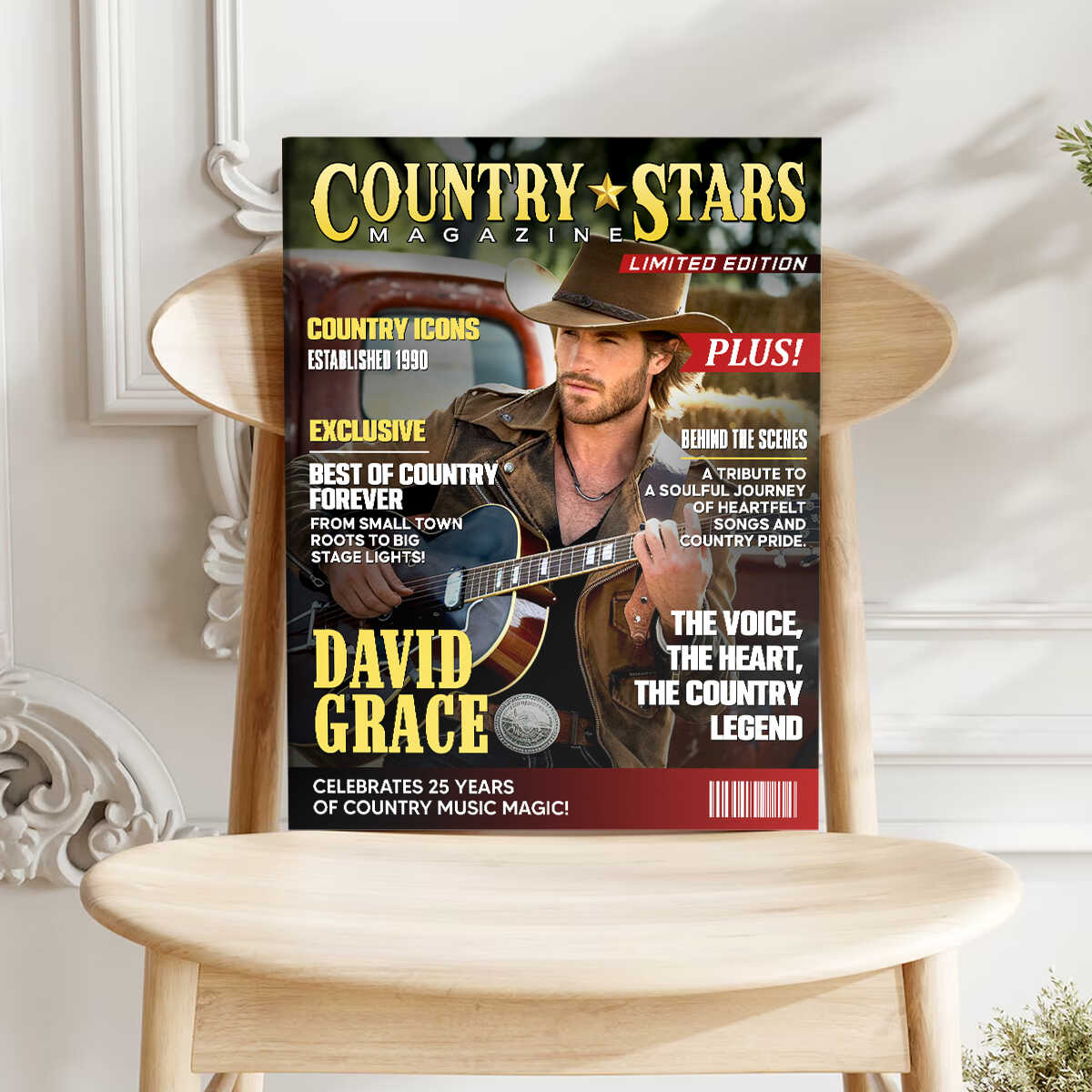 Personalized Country Stars Magazine Cover Canvas, Custom Country Stars Photo Canvas, Cool Gift For Music Lover
