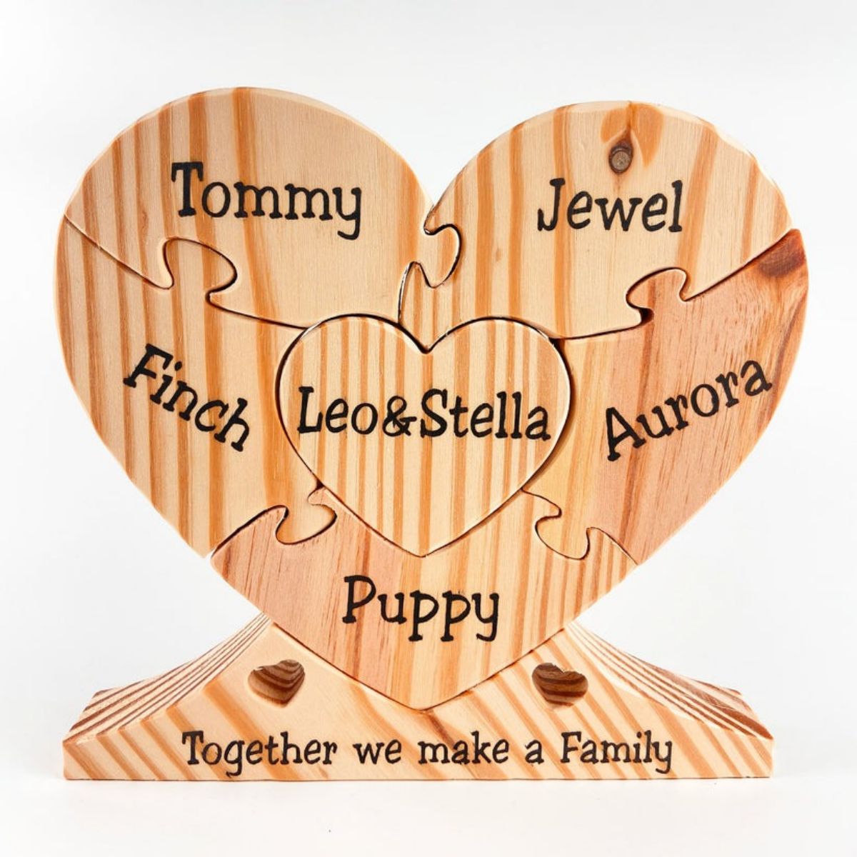 Personalized Name Family Puzzle,Family Wood Heart "Unity" Puzzle,Gift for Mom