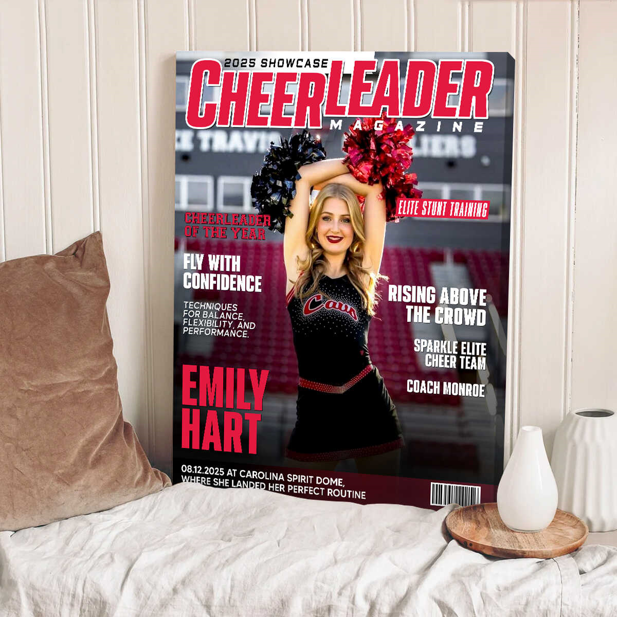 Personalized Cheerleader Magazine Cover Canvas, Custom Cheer Magazine Cover, Cheerleader Gift