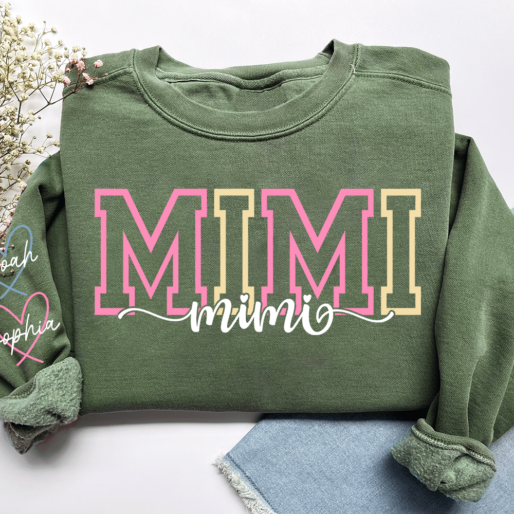 Personalized Grandma Name Sweatshirt, Warm Gift for Grandma And Grandchild