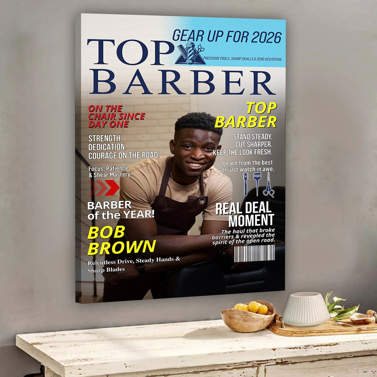 Personalized Barber Magazine Cover, Custom Barber Dad Gift, Barber Lover Gift