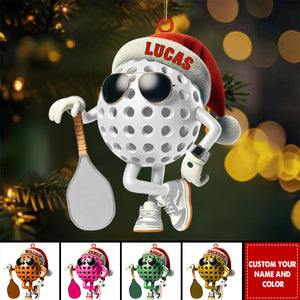 Personalized Custom Name Pickle Ball Ornament, Christmas Gift Decoration