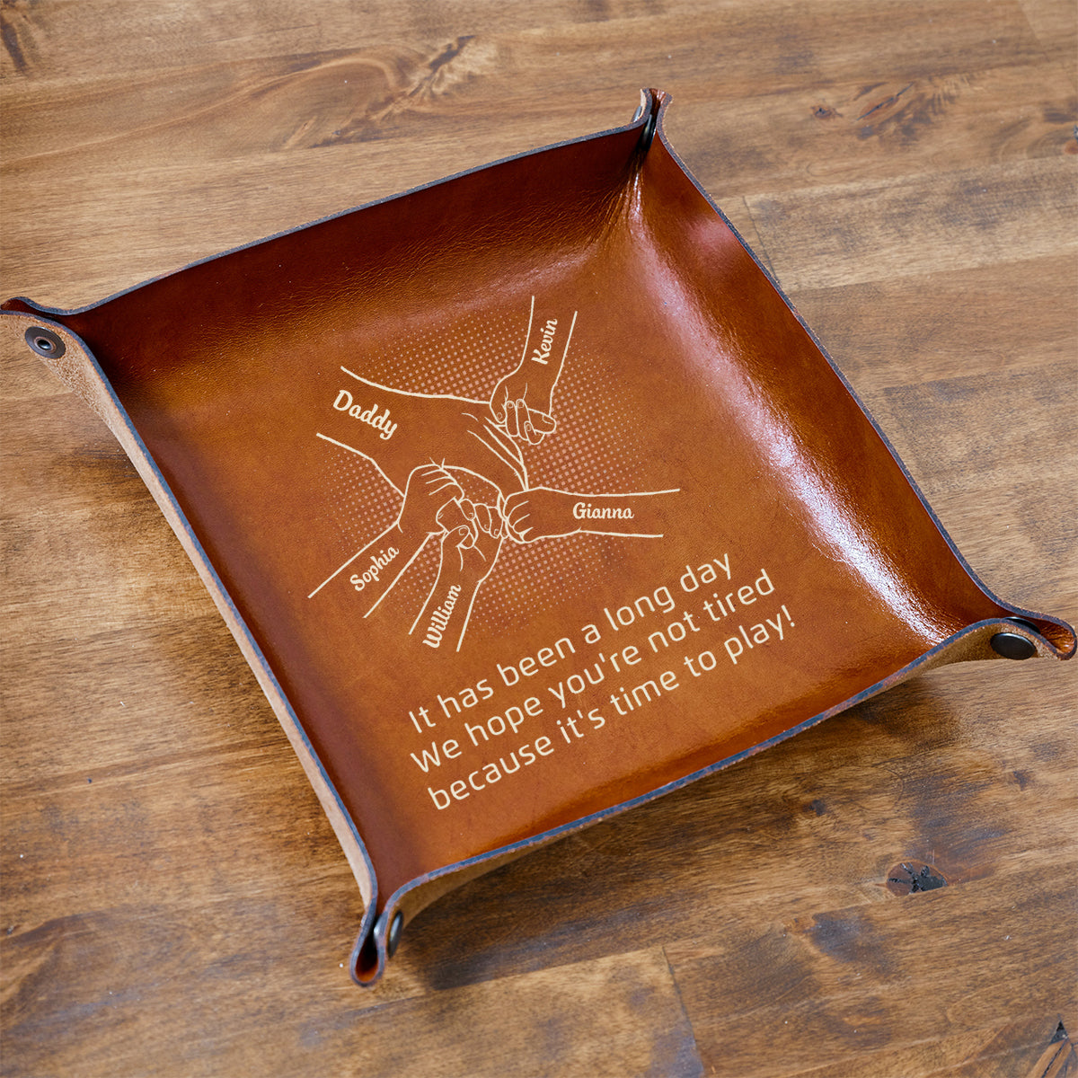 Come Home To Love - Family Personalized Custom Leather Valet Tray - Father's Day, Gift For Dad, Grandpa