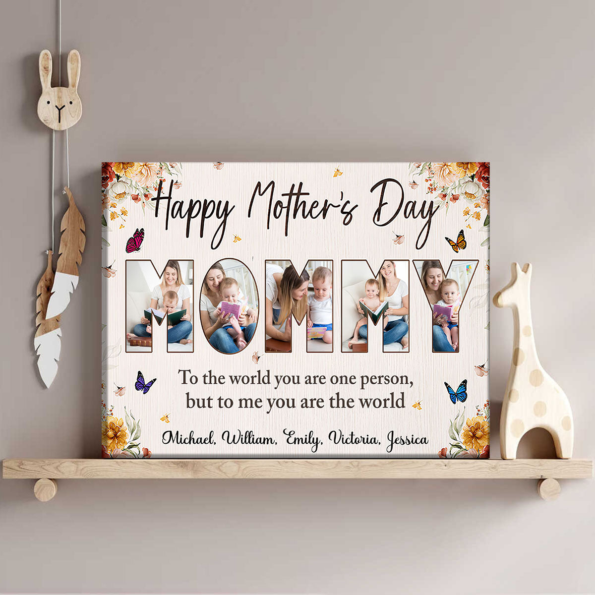 Happy Mother’s Day - To me you are the world - Personalized Photo Canvas Poster