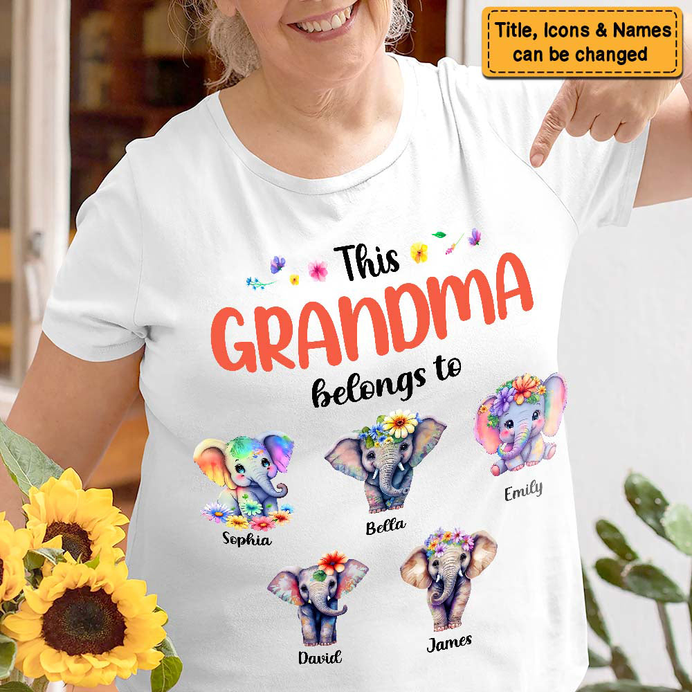 Personalized This Grandma Belongs To Elephant T-Shirt