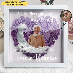 Personalized Memorial On Moon Upload Photo Flower Shadow Box