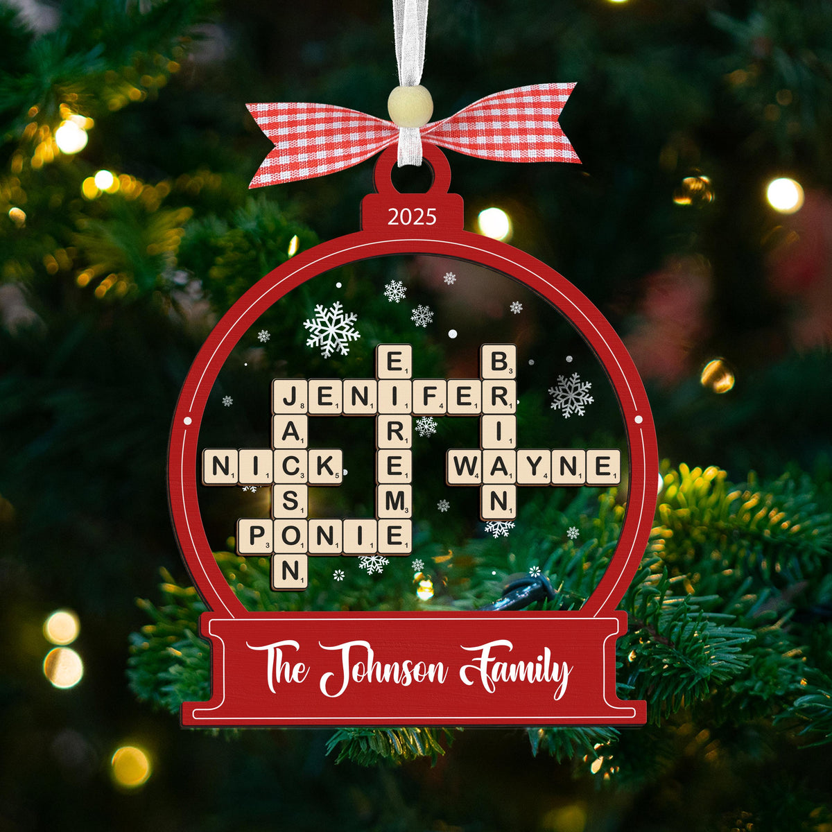 Personalized Family Crossword Christmas Custom Scrabble Ornament