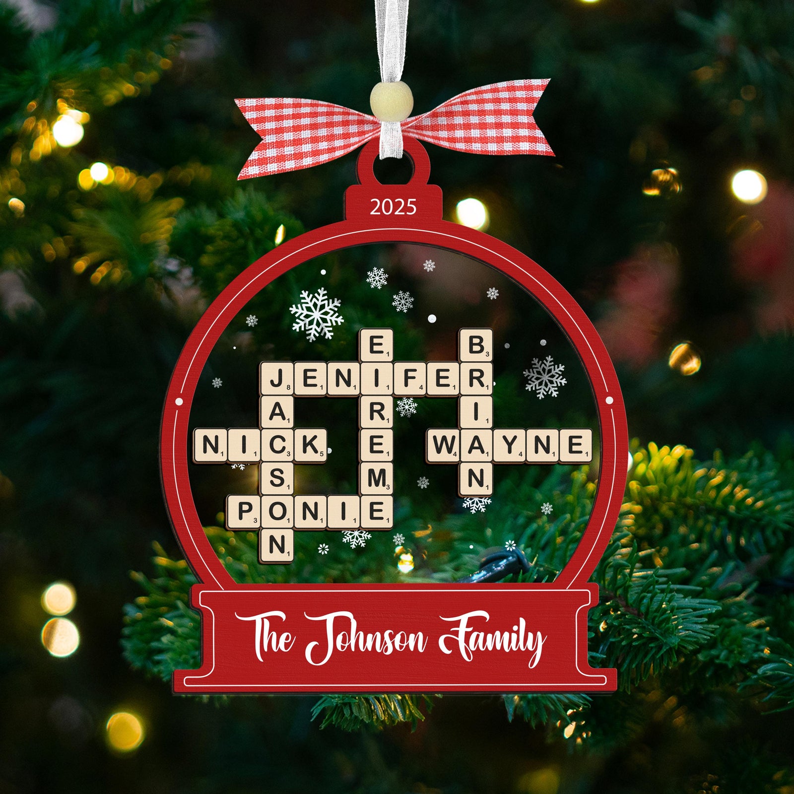 Personalized Family Crossword Christmas Custom Scrabble Ornament