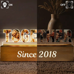 Custom Photo Together Since Year Couple Anniversary - Personalized Custom Shaped LED Light