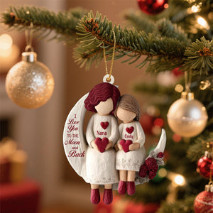 Grandma Grandpa And Grandchild Moon Love Personalized Ornament