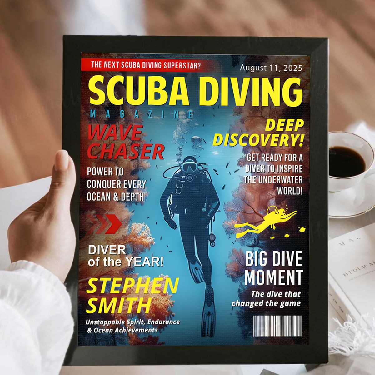 Personalized Scuba Diving Magazine Cover, Custom Scuba Diving Dad Gift, Scuba Diving Lover Gift