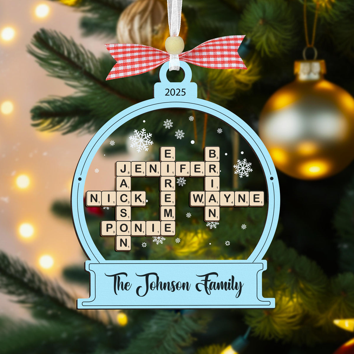 Personalized Family Crossword Christmas Custom Scrabble Ornament