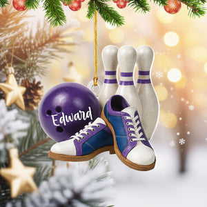 Custom Name Bowling Ornament, Personalized Christmas Gift For Bowling Lover