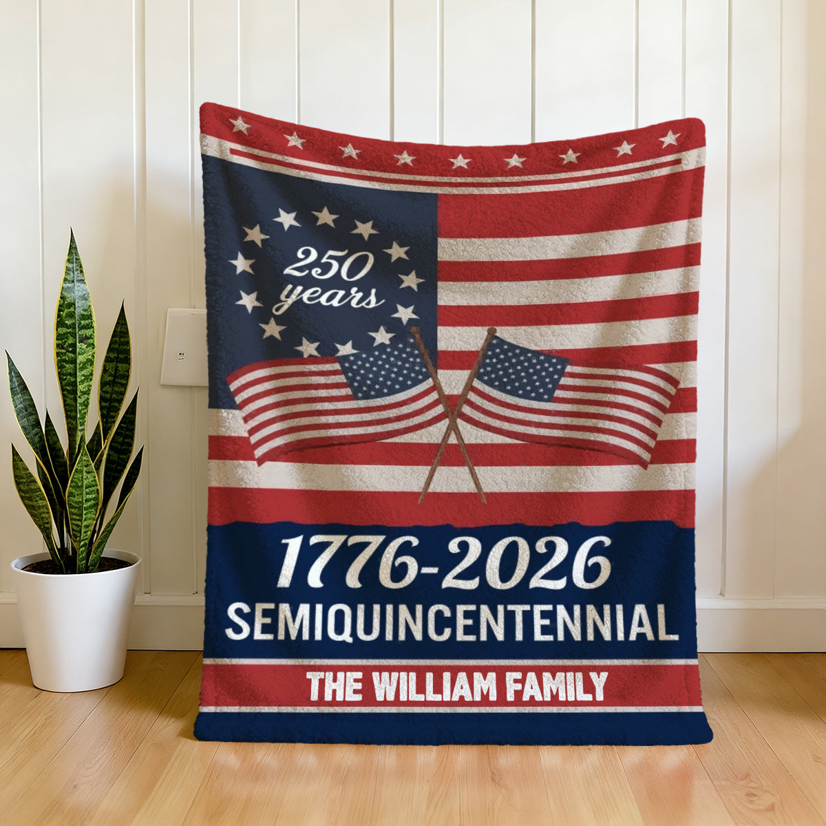 Custom Family Name Semiquincentennial 250th Anniversary Patriotic Blanket