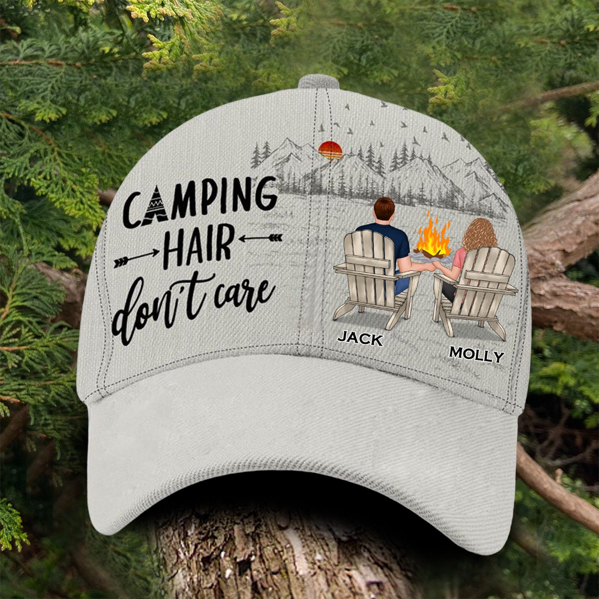 Camping Hair Don't Care Personalized cap-Gift For Camping Lovers