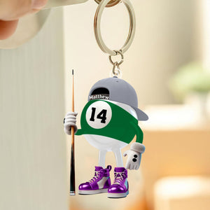 Personalized Name Billiard Keychain, Billiard Lover Gift