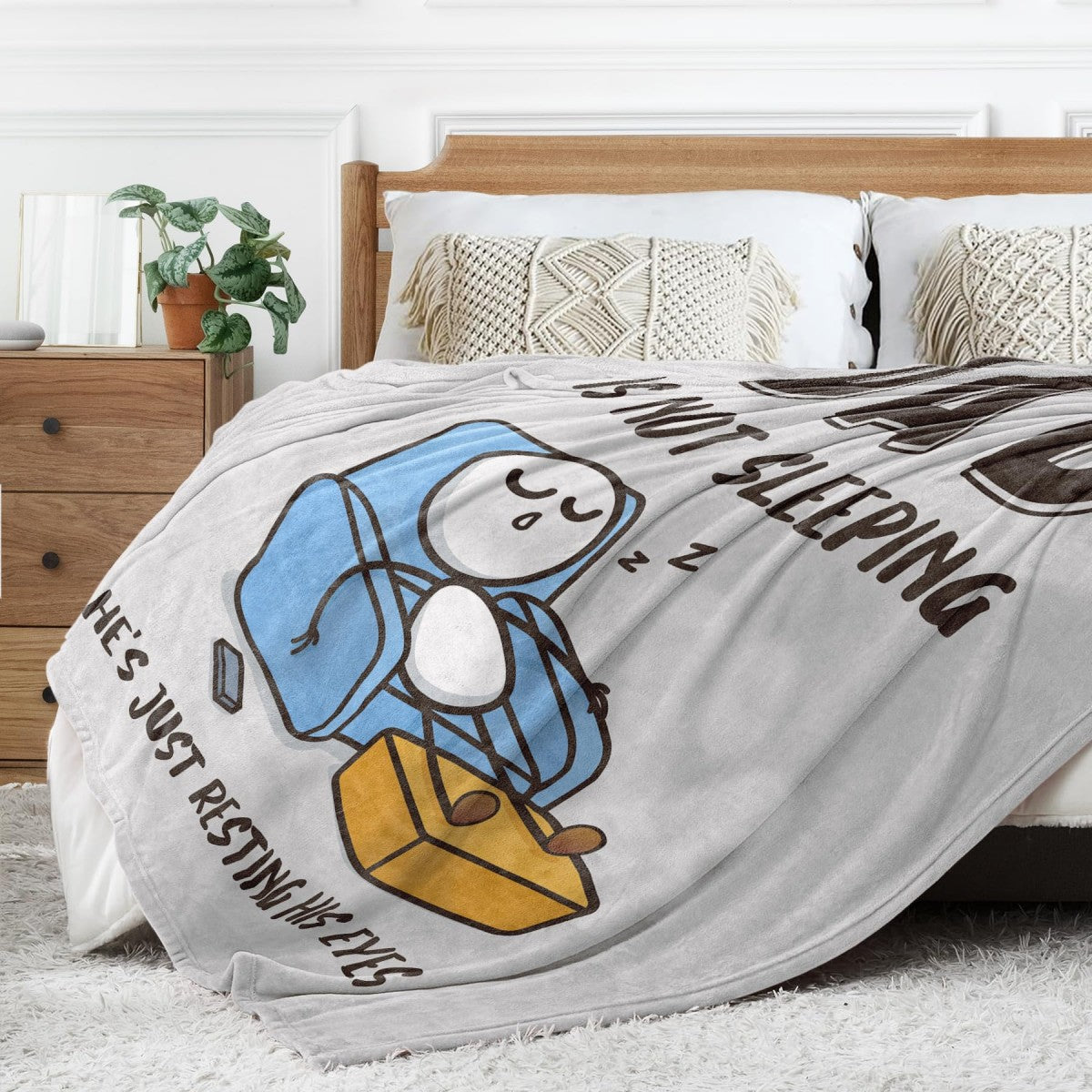 Dad Is Not Sleeping, Personalized Custom Blanket, Funny Dad Blanket Gifts for Husband