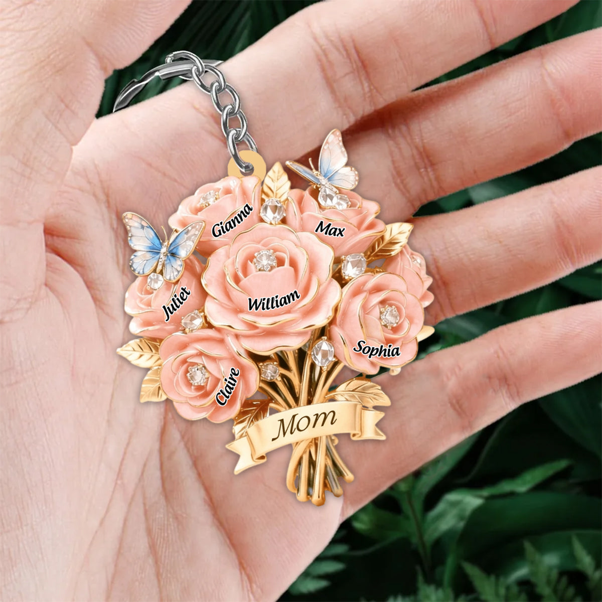 I Love You Mom - Personalized Mother Shaped Keychain