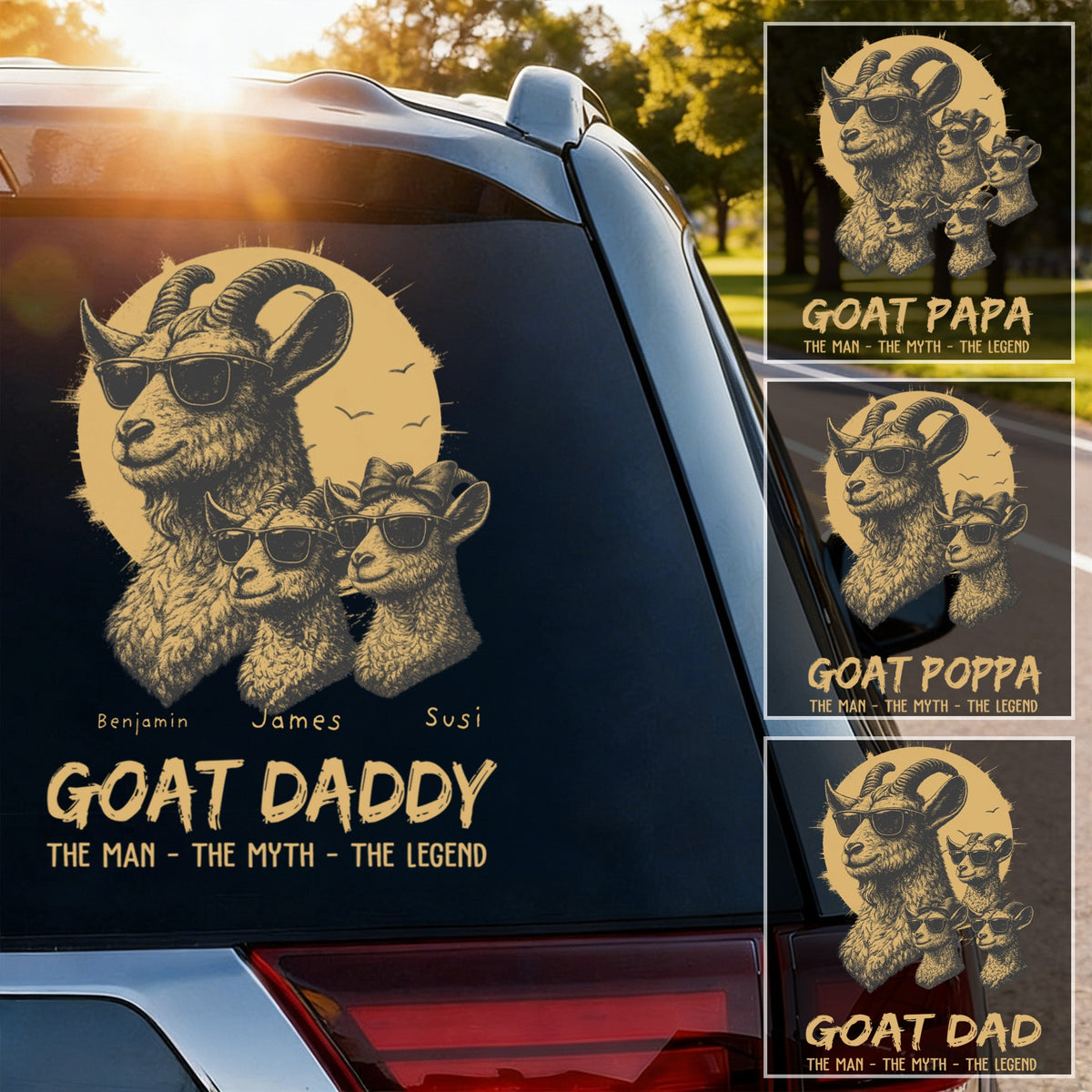 Personalized Goat Dad The Man The Myth The Legend Car Window Decal Sticker
