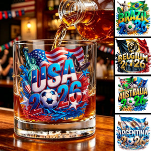 Personalized 2026 Soccer Country Whiskey Glass-Perfect Gift for Diehard Soccer Fans