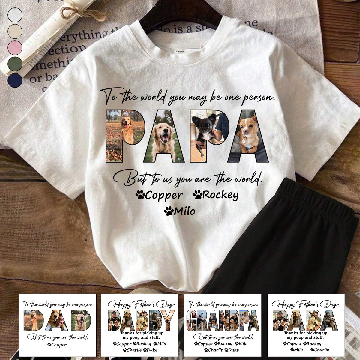 Happy Father's Day Dog Dad Personalized Custom Photo T shirt Gift For Pet Lovers