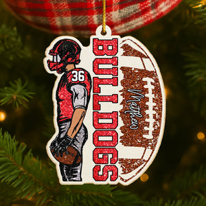 Matching Football Player - Personalized Wooden Ornament Football Game Day