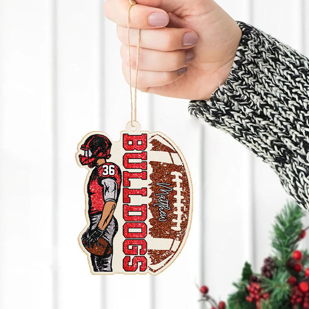 Matching Football Player - Personalized Wooden Ornament Football Game Day