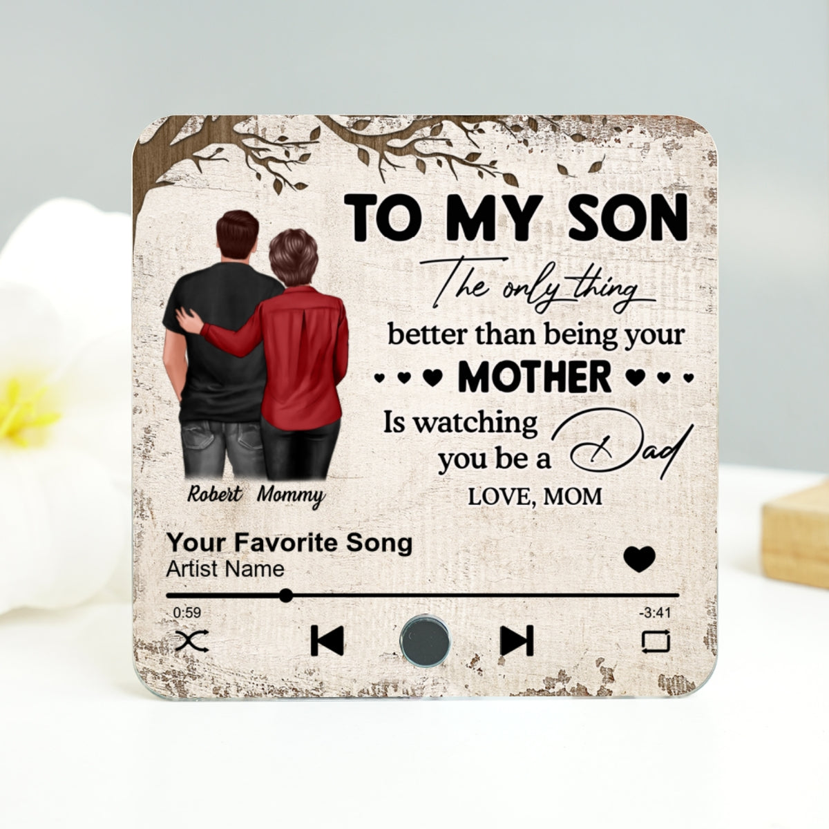 To My Son From Mom Dad Custom Music Fridge Magnet, Heartfelt Father's Day Gift For Son