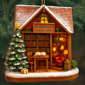 Gift For Book Lovers, Find The Perfect Story In A Charming Bookshop, Personalized Wood Ornament