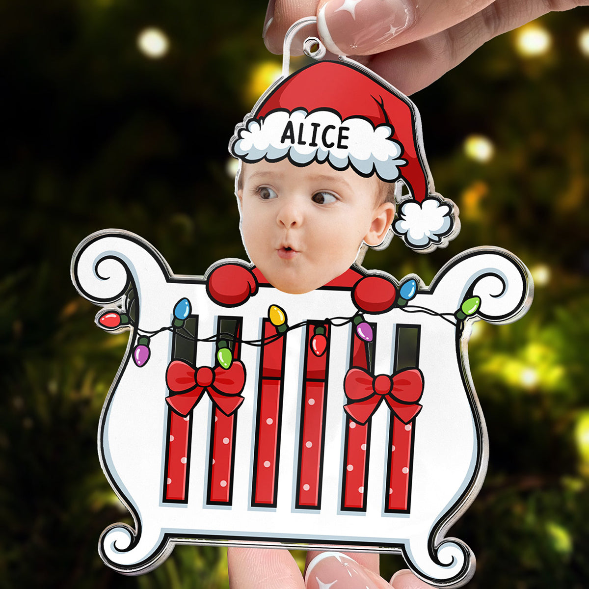 Baby In Crib Personalized Acrylic Photo Ornament