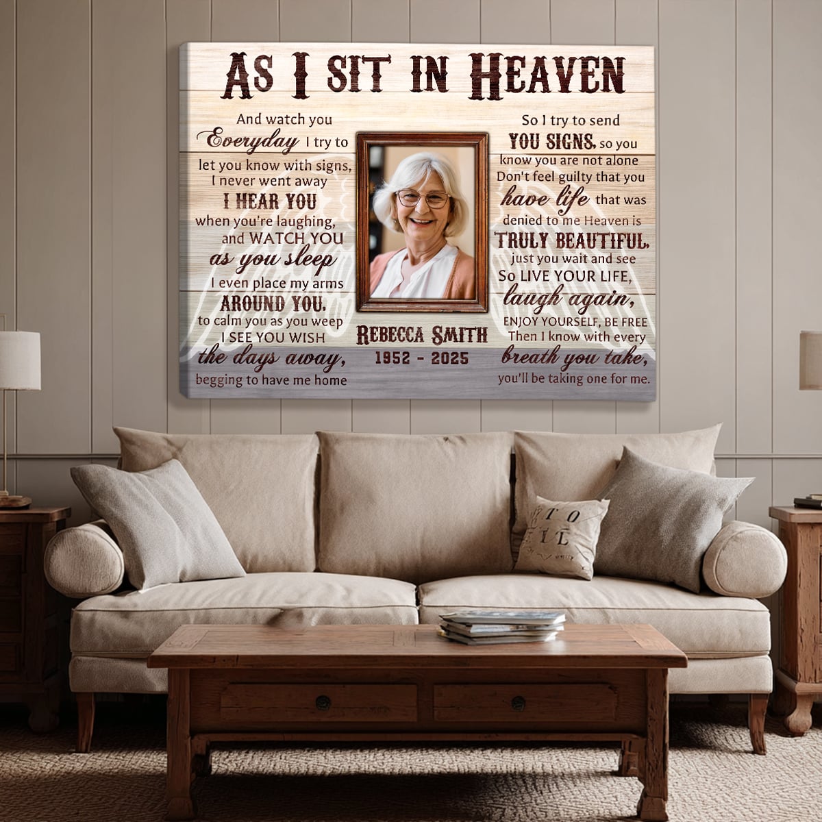 As I Sit in Heaven - Memorial Photo Canvas Poster Personalized Sympathy Gift In Loving Memory Wall Art