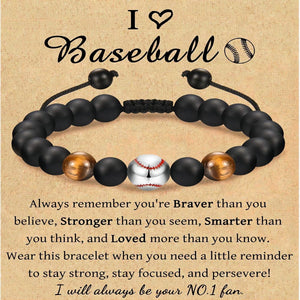 Soccer Football Basketball Baseball Tiger Eye Stone Bracelet Gifts for Sports Lover