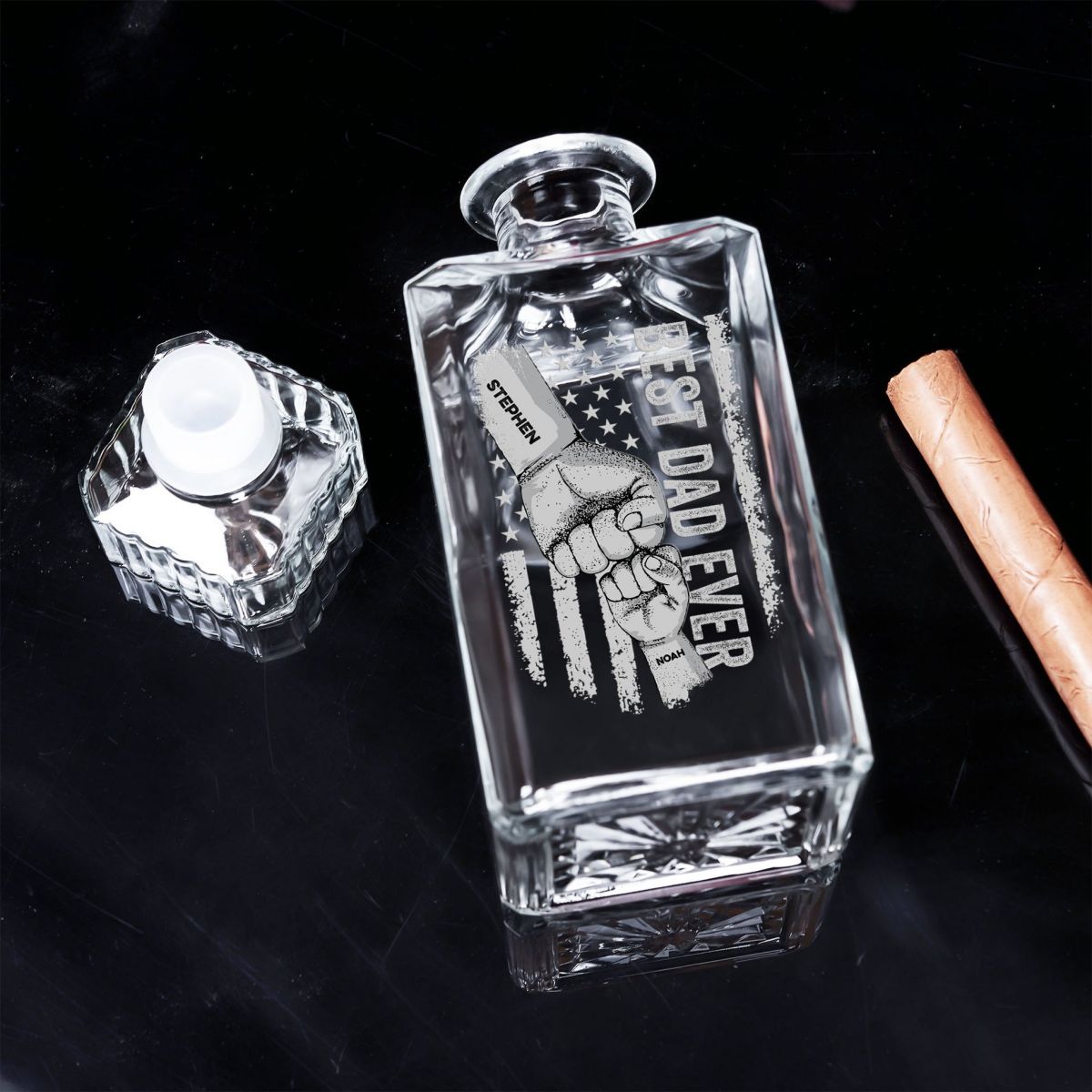 Best Dad Ever - Father's Day Gifts For Dad, Papa, Step-Dad - Custom Decanter