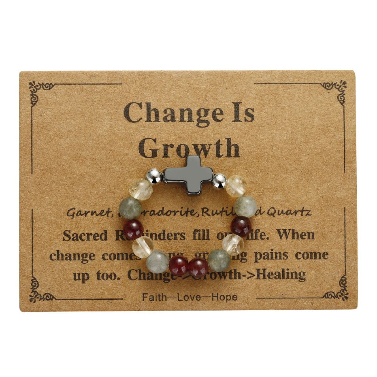 Elastic stone cross ring, angel stone combination copper bead ring